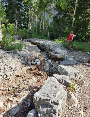 Cathedral Rock Trail washed out by TS Hilary flash flooding